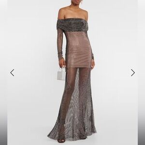 NWT Self-portrait black crystal off the shoulder gown